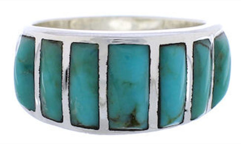 Authentic Sterling Silver Turquoise Ring Size 6-3/4 AX36533